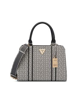 Guess - Black Printed Cassian Satchel Bag with Detachable Strap