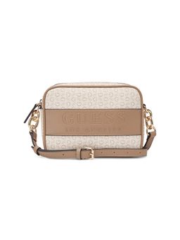 Guess - Beige Printed Devlon Camera Crossbody Bag