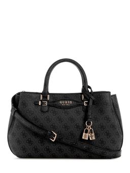 Guess - Charcoal Logo Printed Katya Girlfriend Satchel Bag with Detachable Strap