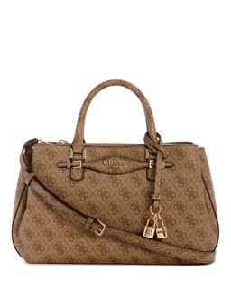 Guess - Latte Logo Printed Katya Girlfriend Satchel Bag with Detachable Strap