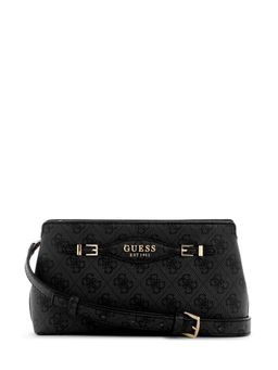Guess - Charcoal Logo Printed Katya Top Zip Crossbody Bag