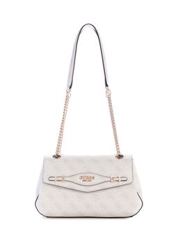Guess - White Logo Printed Katya Convertible Flap Crossbody Bag
