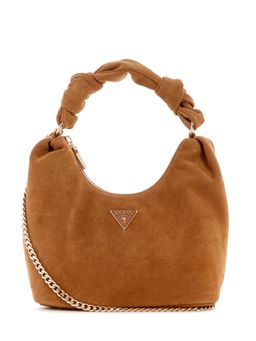 Guess - Cognac Solid Isotta Hobo Bag with Detachable Chain