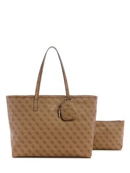 Guess - Latte Logo Printed Power Play Tech Tote Bag with Pouch & Coin Pouch (Set of 3) (L)