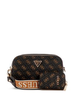 Guess - Brown Logo Printed Latona Camera Crossbody Bag with Pouch (Set orf 2)