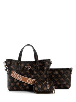 Guess - Brown Logo Printed Latona Mini Shoulder Bag with Pouch (Set of 2)