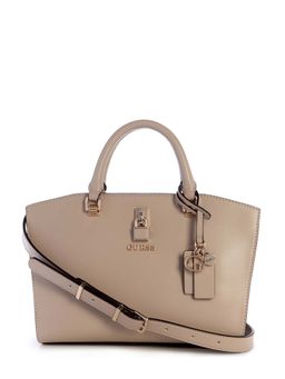 Guess - Simply Taupe Solid Queensland Luxury Satchel Bag with Detachable Strap