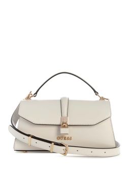 Guess - Off White Solid Queensland Top Handle Flap Crossbody Bag