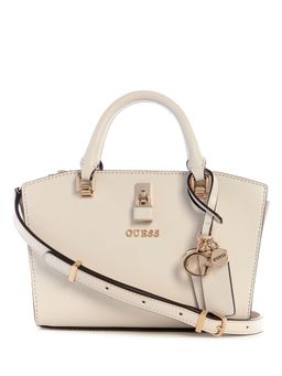 Guess - Off White Solid Queensland Mini Satchel Bag with Detachable Strap