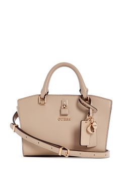 Guess - Simply Beige Solid Queensland Mini Satchel Bag with Detachable Strap