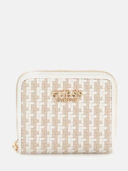 Guess - White & Beige Textured Mirena Zip Around Wallet (S)