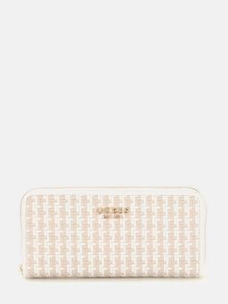 Guess - White & Beige Multi Textured Mirena Zip Around Wallet (L)