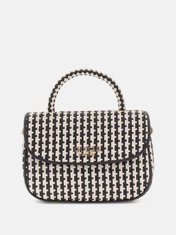 Guess - Black & White Textured Mirena Top Handle Crossbody Bag