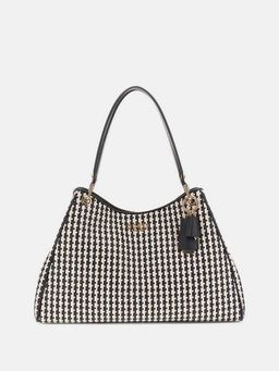 Guess - Black White Textured Mirena Girlfriend Carryall Shoulder Bag