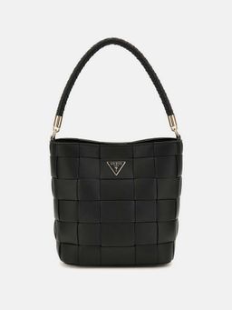 Guess - Black Solid Maylee Bucket Bag with Detachable Strap