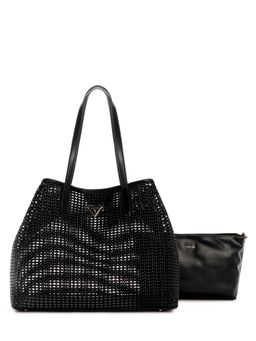 Guess - Black Textured Brigitta 2 In 1 Tote Bag with Pouch (Set of 2) (L)