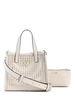 Guess - Off White Shell Textured Tote Bag and Pouch with Detachable Strap (Set of 2)