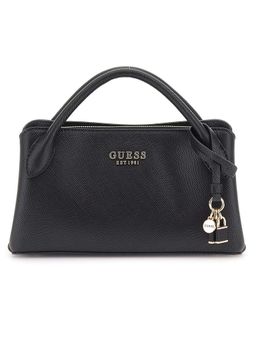 Guess - Black Solid Fedana Girlfriend Satchel Bag with Detachable Strap (S)