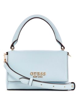 Guess - Powder Blue Textured Fedana Mini Top Handle Flap Shoulder Bag