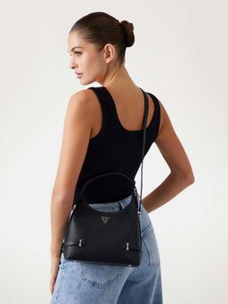 Guess - Black Solid Rosalba Hobo Crossbody Bag (S)