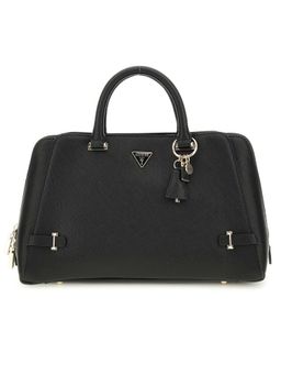 Guess - Black Textured Rosalba Girlfriend Satchel Bag with Detachable Strap