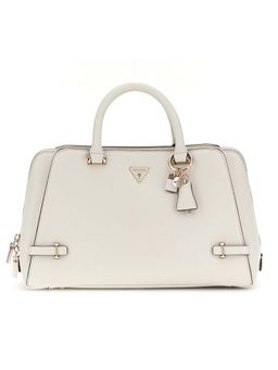 Guess - Off White Textured Rosalba Girlfriend Satchel Bag with Detachable Strap