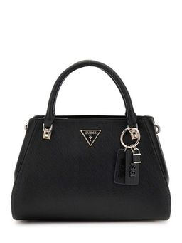 Guess - Black Textured Noelle Luxury Satchel Bag with Detachable Strap