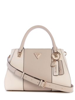 Guess - Taupe Colorblock Noelle Luxury Satchel Bag with Detachable Strap
