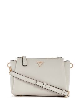 Guess - Off White Textured Noelle Tri Comp Crossbody Bag