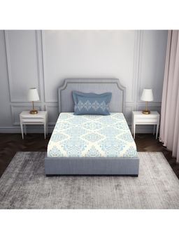 SPACES - 100% Cotton Floral Blue Bedsheet for Single Bed with 2 Pillow Cover (Set of 2)