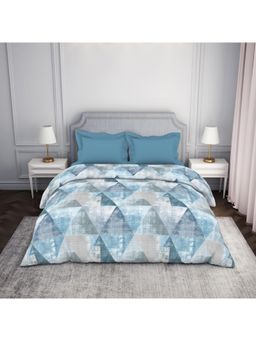 SPACES - 100% Cotton Ac Comforter Geometric Teal Double Bed Quilt