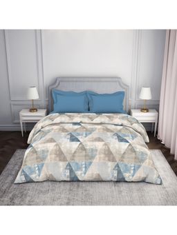 SPACES - 100% Cotton Ac Comforter Geometric Blue Double Bed Quilt
