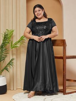 Miss Chase - Women Black Embellished/Sequined Polyester Dress