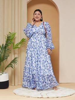 Miss Chase - Women White Floral Chiffon Dress