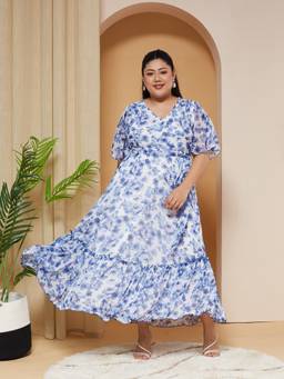 Miss Chase - Women White Floral Chiffon Dress