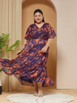 Miss Chase - Women Purple Floral Chiffon Dress