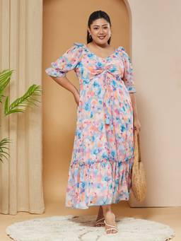 Miss Chase - Women Multi-Color Floral Georgette Dress
