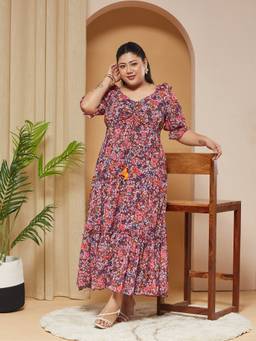 Miss Chase - Women Multi-Color Floral Georgette Dress