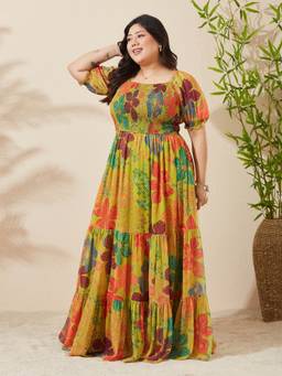 Miss Chase - Women Green Floral Chiffon Dress