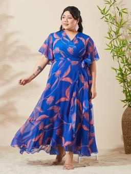 Miss Chase - Women Blue Floral Chiffon Dress