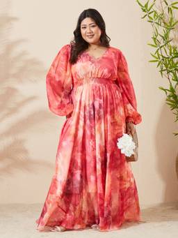 Miss Chase - Women Pink Floral Chiffon Dress