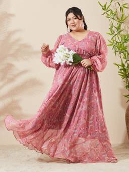 Miss Chase - Women Pink Floral Chiffon Dress