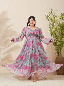 Miss Chase - Women Pink Floral Chiffon Dress