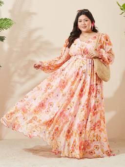 Miss Chase - Women Pink Floral Chiffon Dress