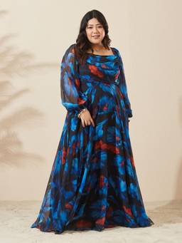 Miss Chase - Women Black Abstract Chiffon Dress