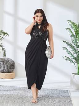 Miss Chase - Women Black Solid/Plain Polyester Dress