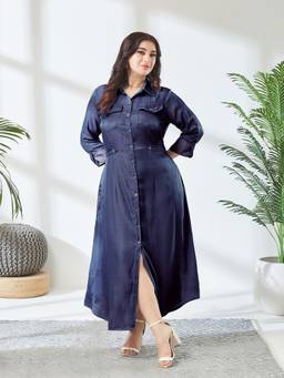 Miss Chase - Women Blue Solid/Plain Polyester Dress