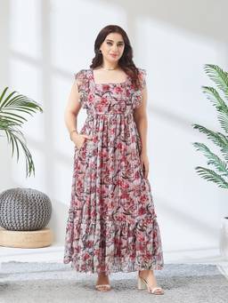 Miss Chase - Women Multi-Color Floral Georgette Dress
