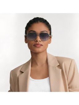 VOX - Unisex Gold Rectangular Rim Polarised and Uv Protected Lens Sunglasses-Vx019 (56)