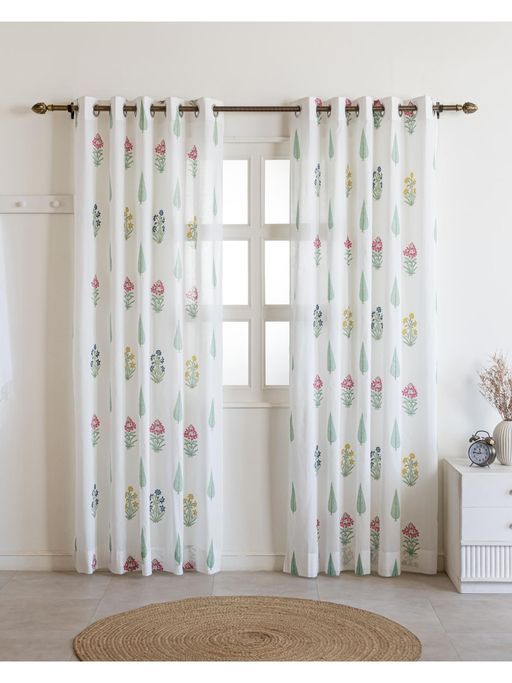 The Home Story Tropical Oasis Floral Printed Curtains